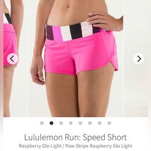 Lululemon Run: Speed Short Raspberry Glo Light / Pow Stripe size 6